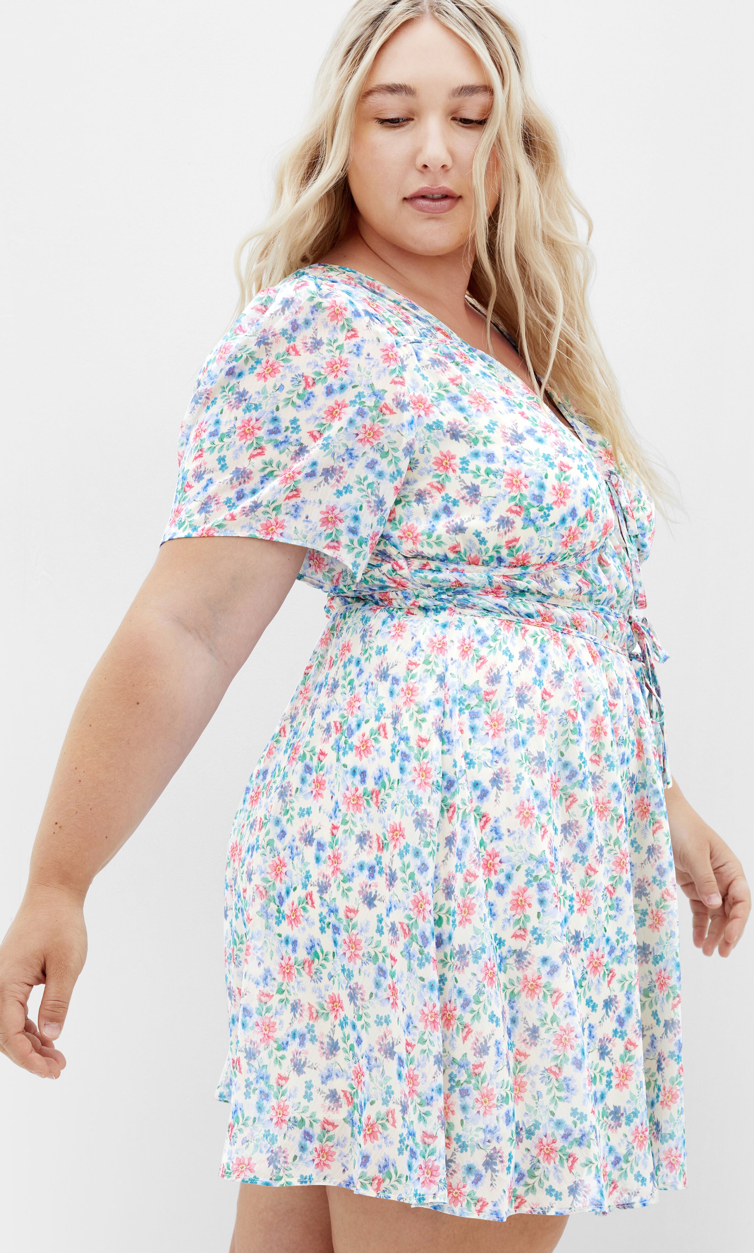 Cara Print Dress - cream, PURPLE, alternate image number 4