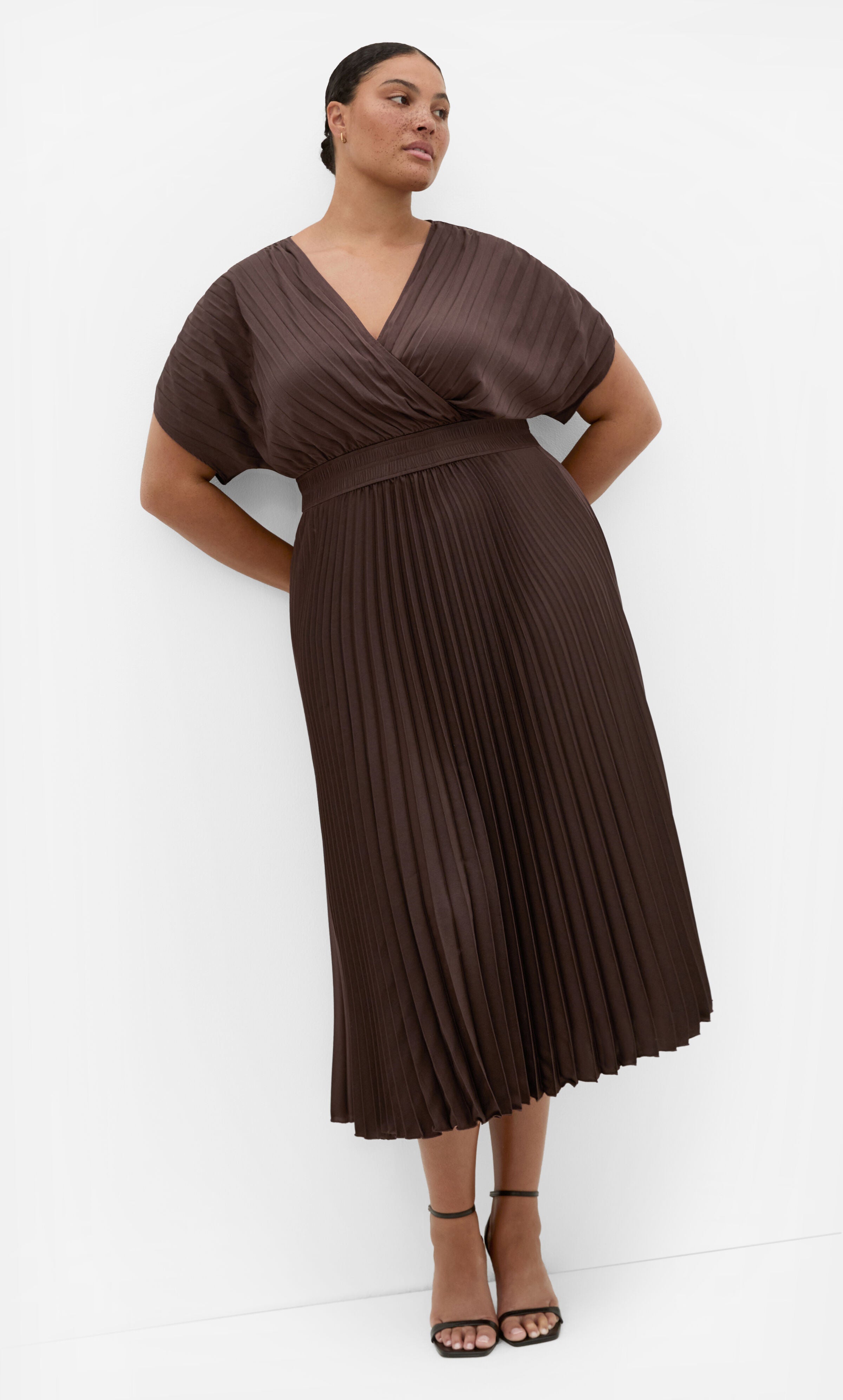 Elia Pleat Dress, BROWN, alternate image number 2