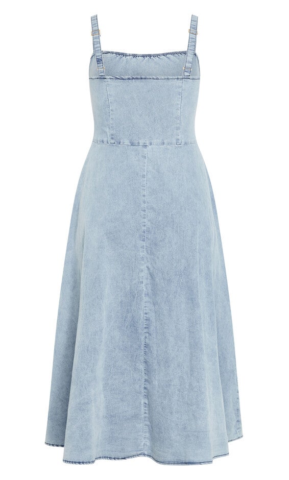 Denim Corset Dress - light denim, BLUE, alternate image number 5