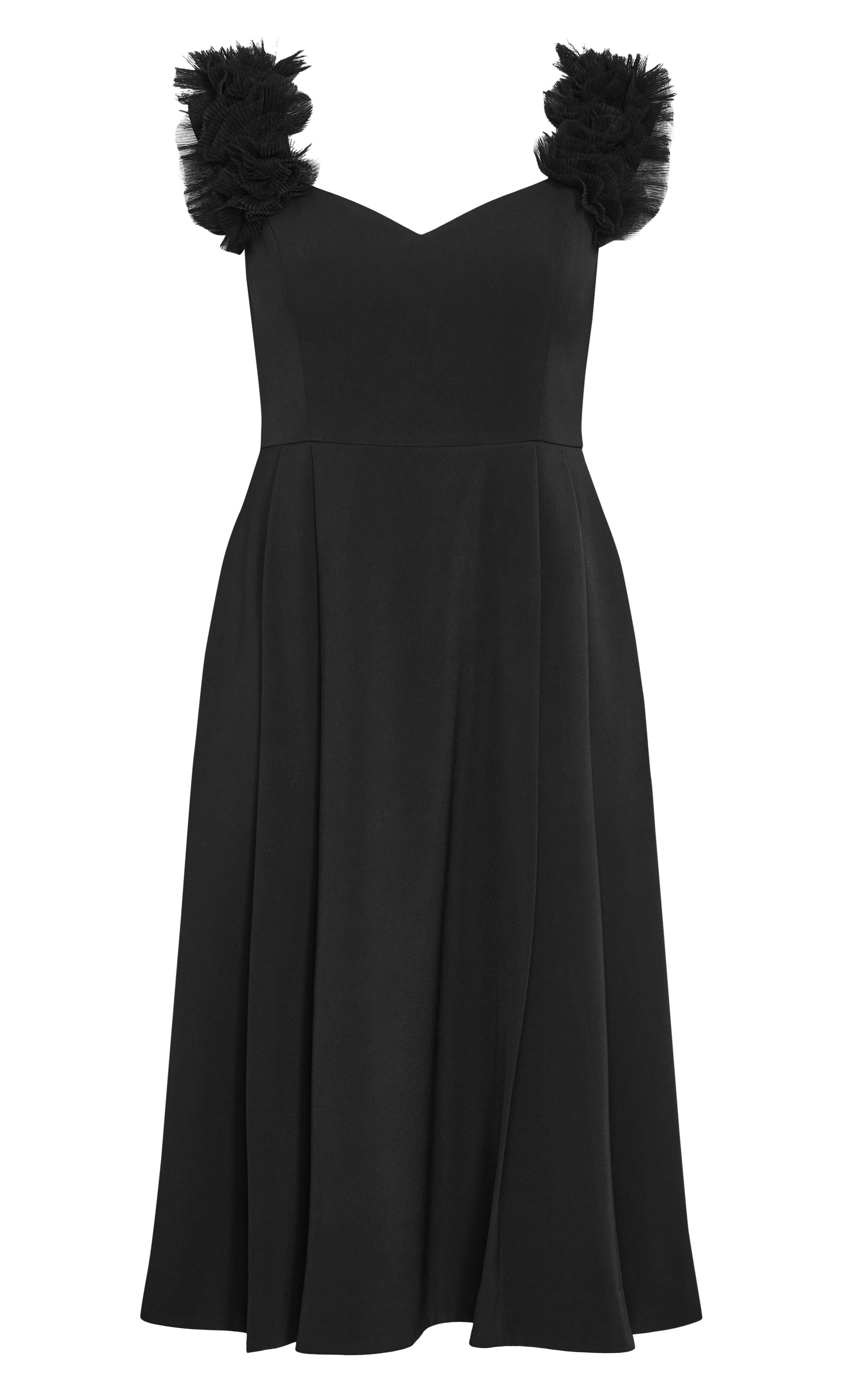 Roselyn Ruffle Tulle Midi Dress - black, BLACK, alternate image number 4