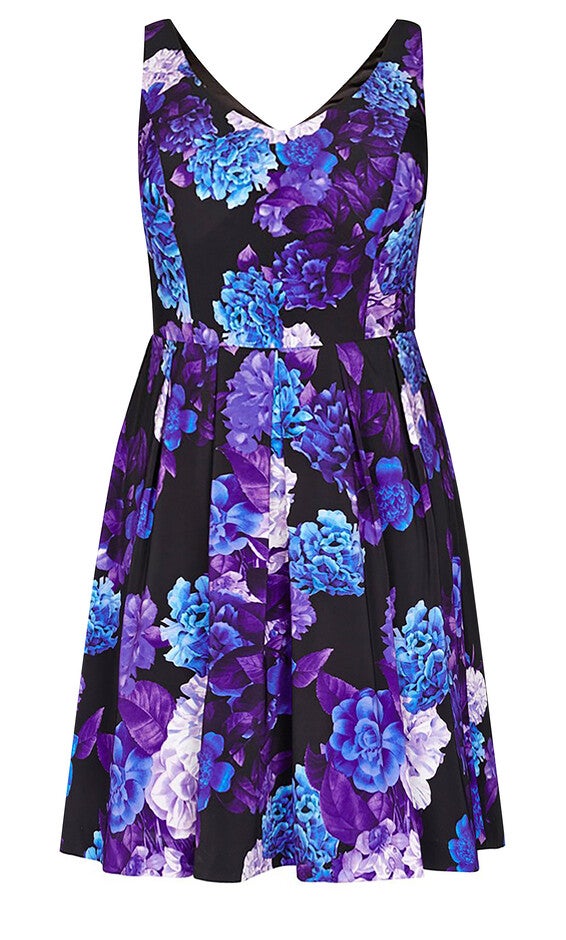 Hydrangea Fit & Flare Dress - black, BLACK, alternate image number 3