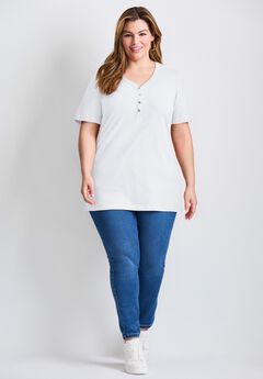 Short Sleeve Henley Tunic