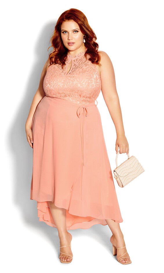 Hi Lo Lover Dress - peach, PINK, hi-res image number 0