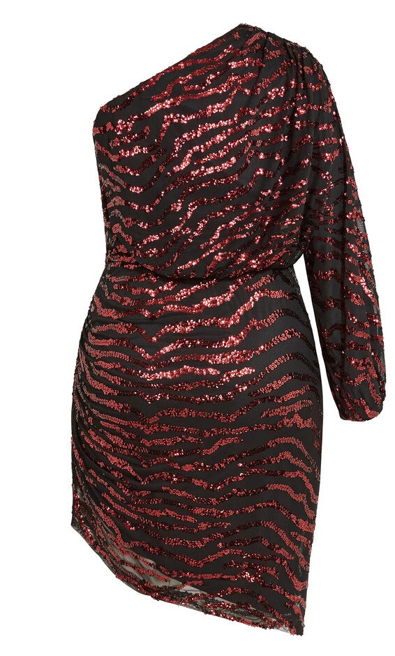 Sequin Stripe Dress - ruby, RED, alternate image number 5