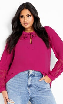 Mysterious Lace Top - sangria