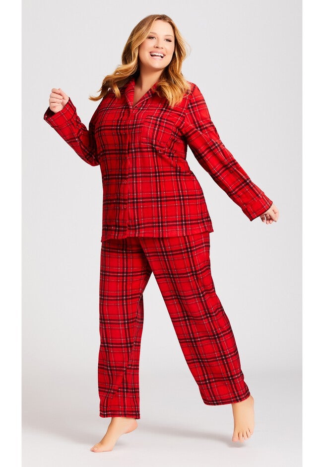 Fleece Check Sleep Top, CHECK, alternate image number 3