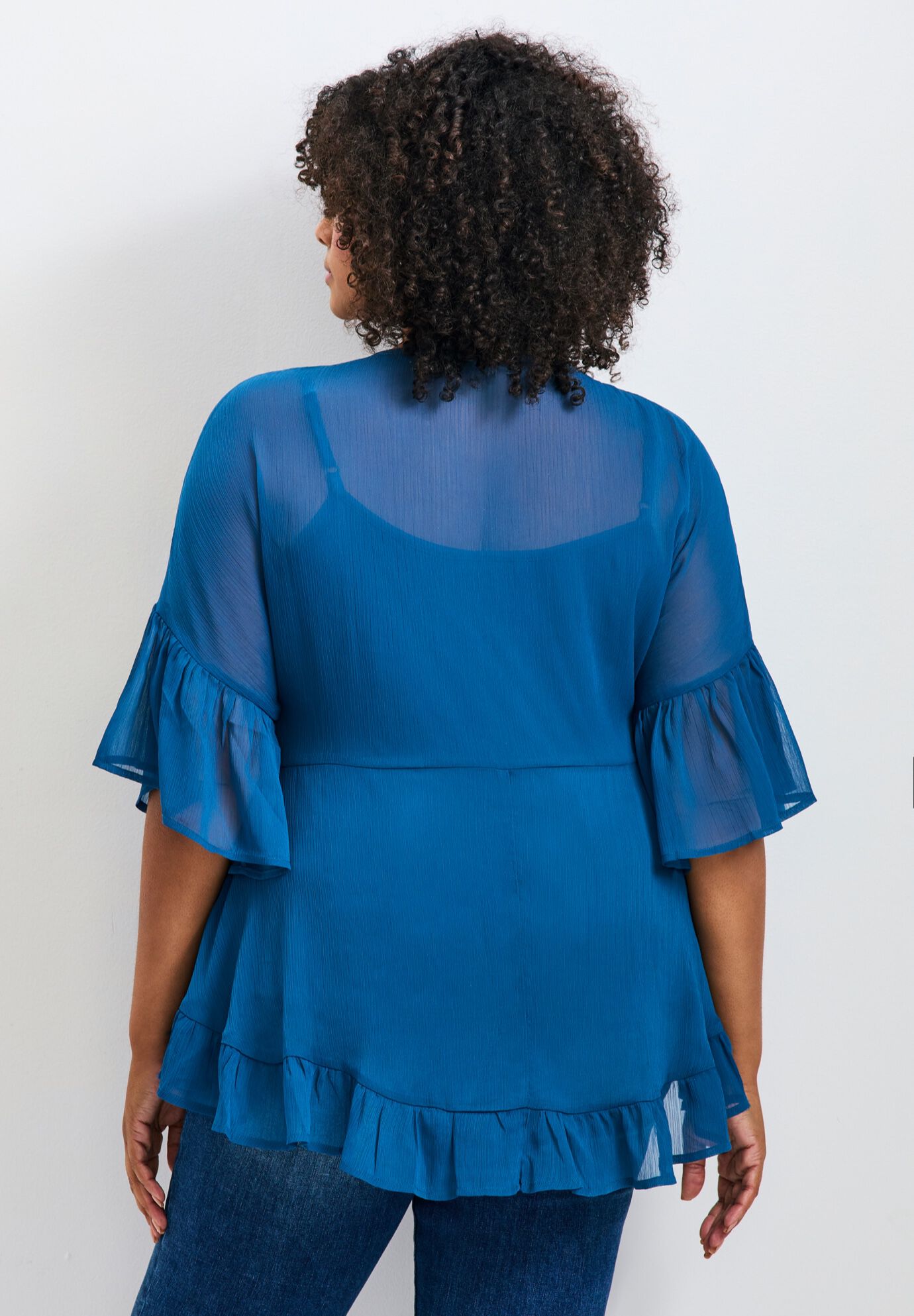 Harlow Frill Detail Blouse, TEAL, alternate image number 2