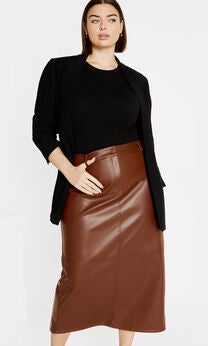 Faux Leather Ivy Skirt - nougat