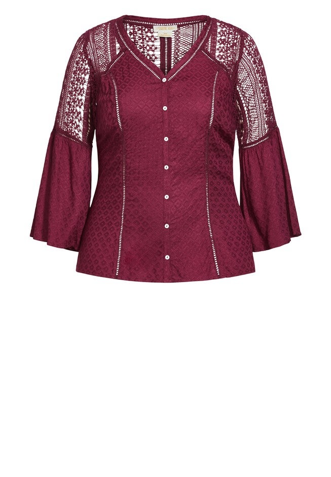 Sweet Dream Embroidered Top - wine, RED, alternate image number null