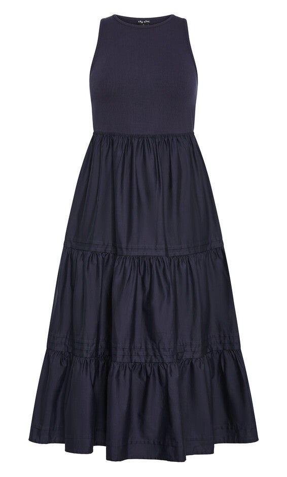 Chelsea Mixed Media Dress - navy, NAVY, alternate image number 4
