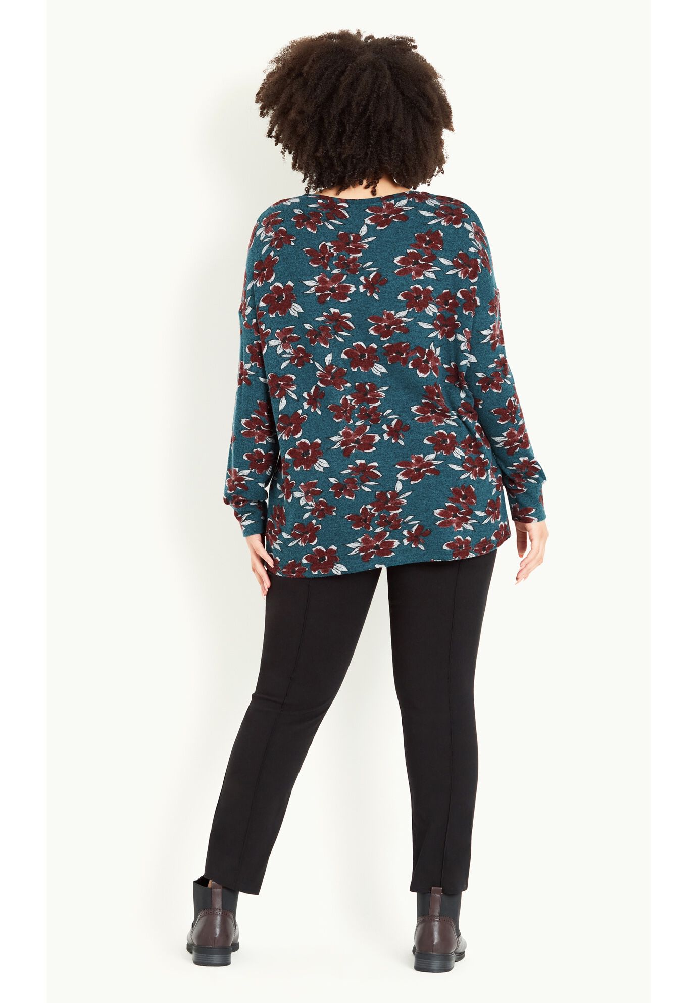 Soft Touch Floral Top, GREEN TEAL, alternate image number 3