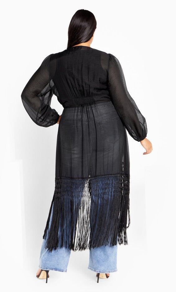 Calypso Fringe Jacket - black, BLACK, alternate image number null
