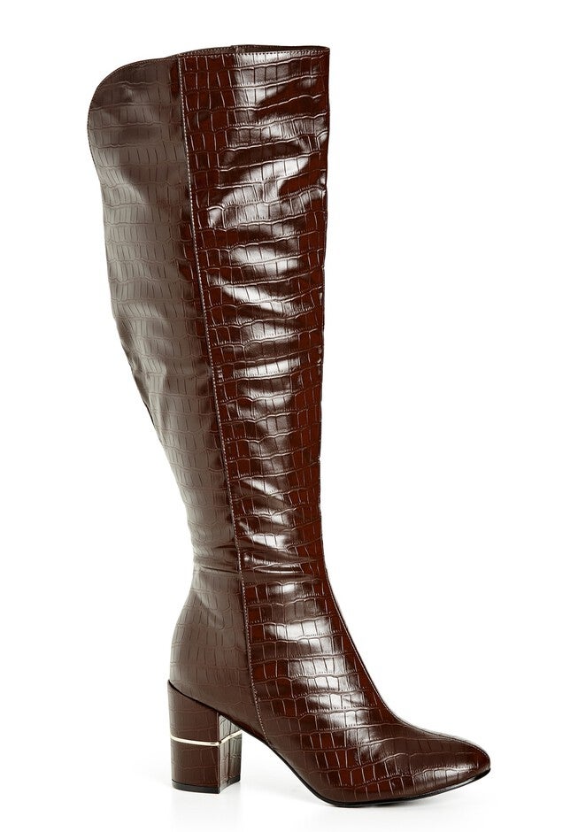 WIDE FIT Geordie Knee Boot - chocolate, CHOCOLATE, hi-res image number null