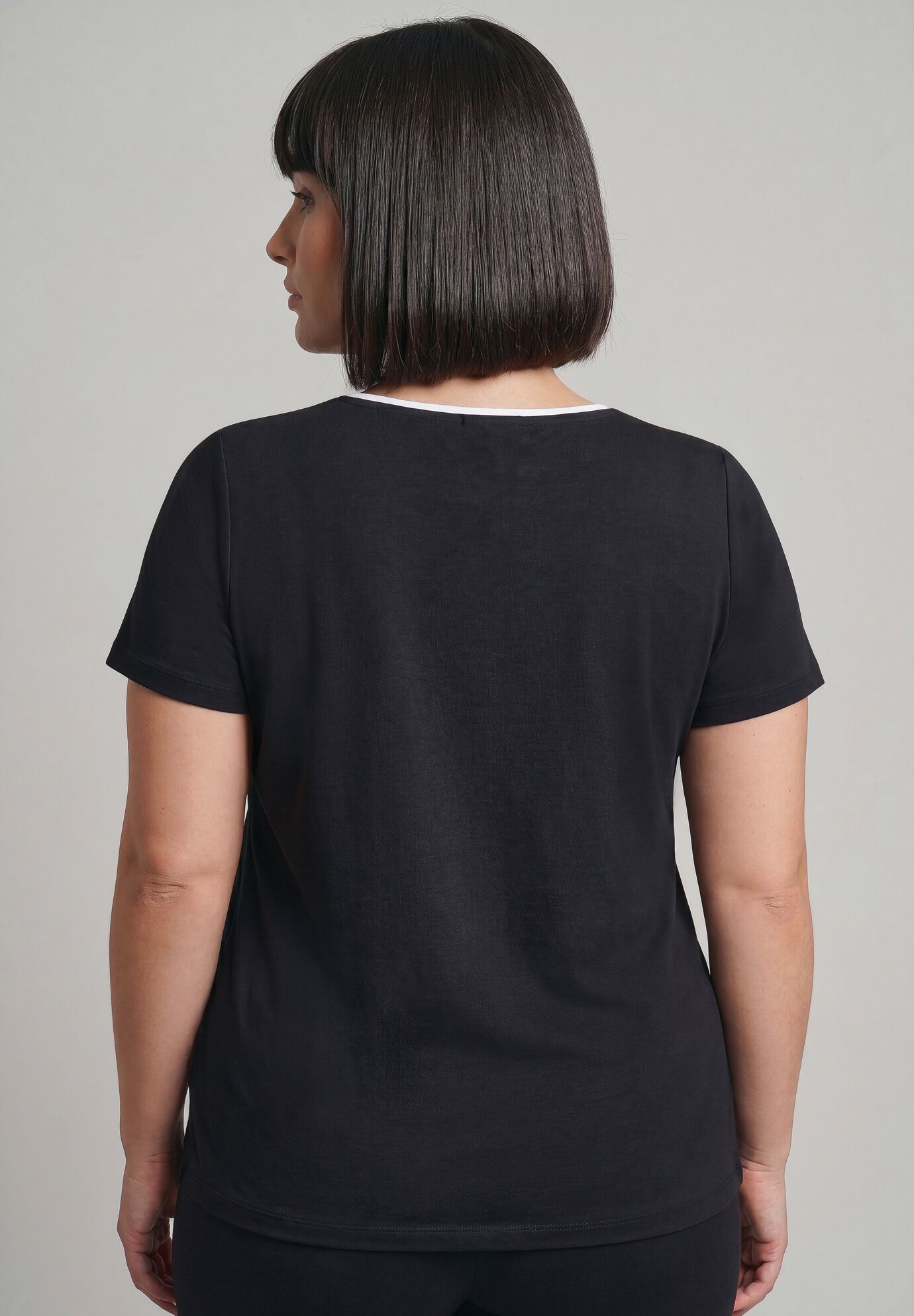 Audrey Contrast Sweetheart Top, BLACK, alternate image number 3
