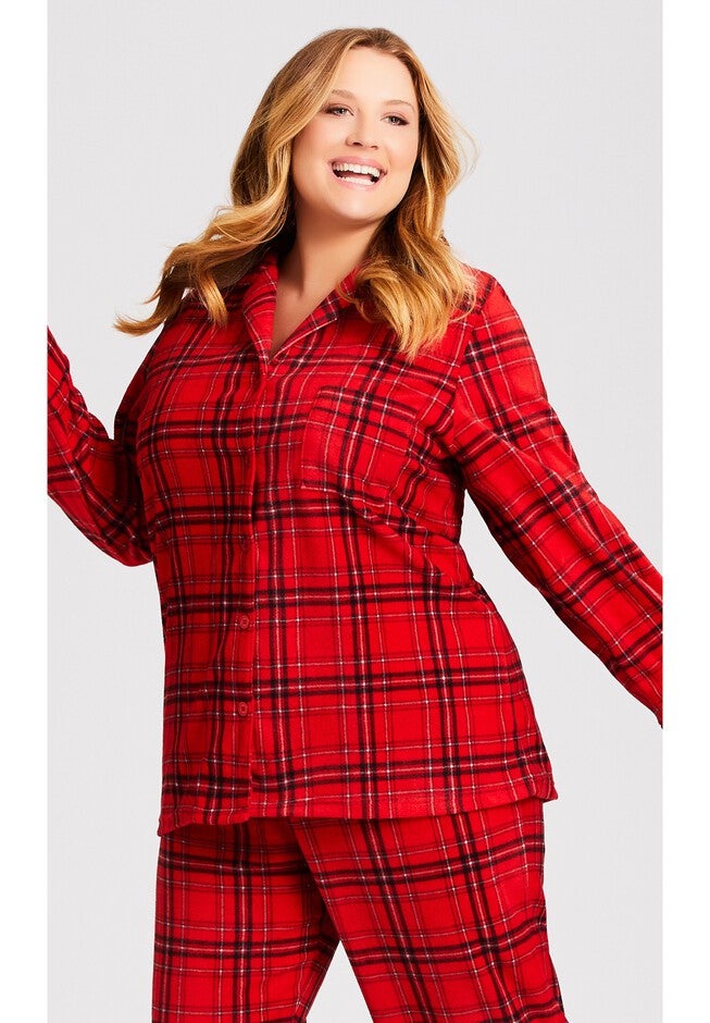 Fleece Check Sleep Top, CHECK, hi-res image number 0