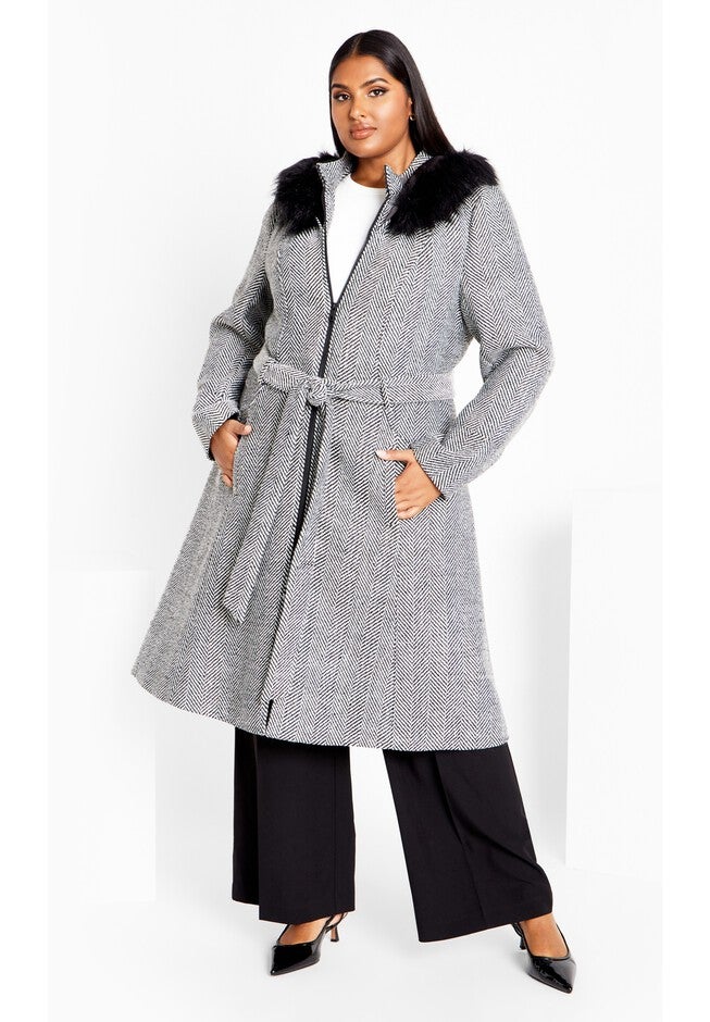 Mysterious Coat - black tweed, BLACK, alternate image number null