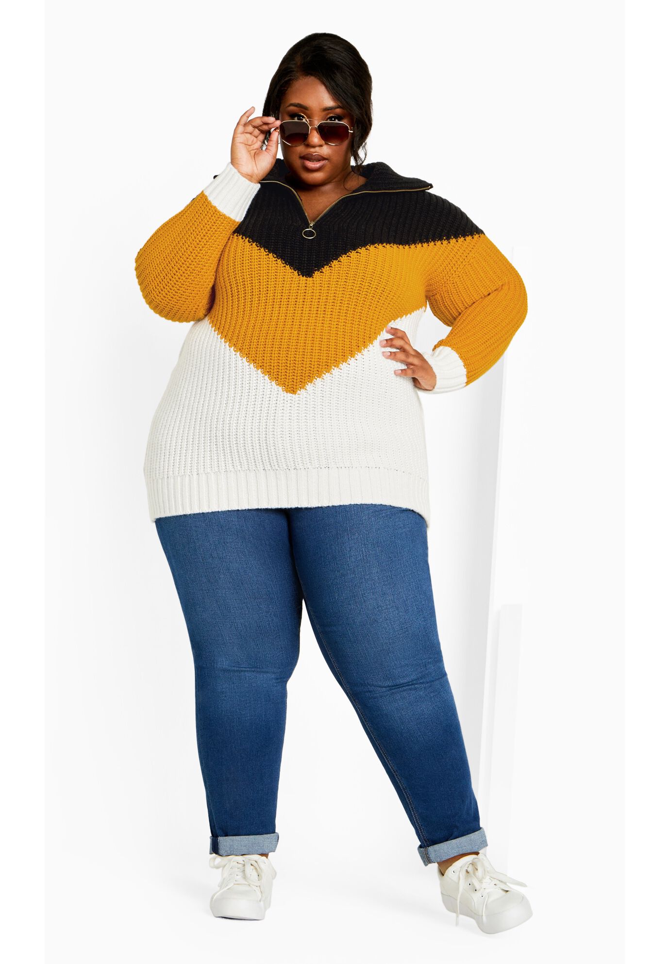 Colour Trio Sweater, BLACK, alternate image number 3
