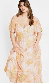 Marci Tier Print Maxi Dress - blush