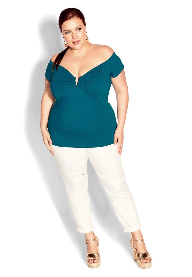 Island Off Shoulder Top - harbour blue, BLUE, on-hover image number null