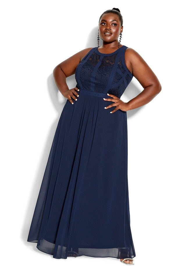 Panelled Bodice Maxi Dress - french navy, BLUE, on-hover image number 1