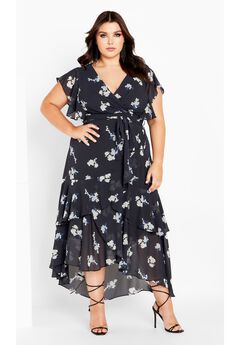 Demure Floral Maxi Dress - navy