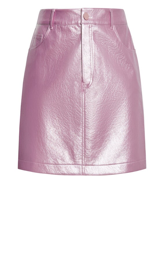 Kendall Faux Leather Skirt - metallic pink, PINK, alternate image number null