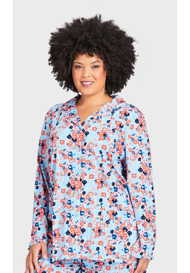 Button Print Sleep Top, FLORAL, hi-res image number 0