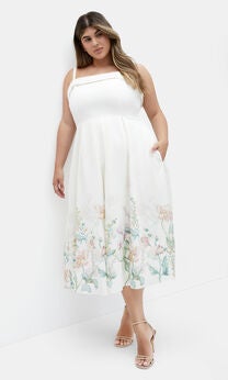 Love Fleur Linen Dress - ivory