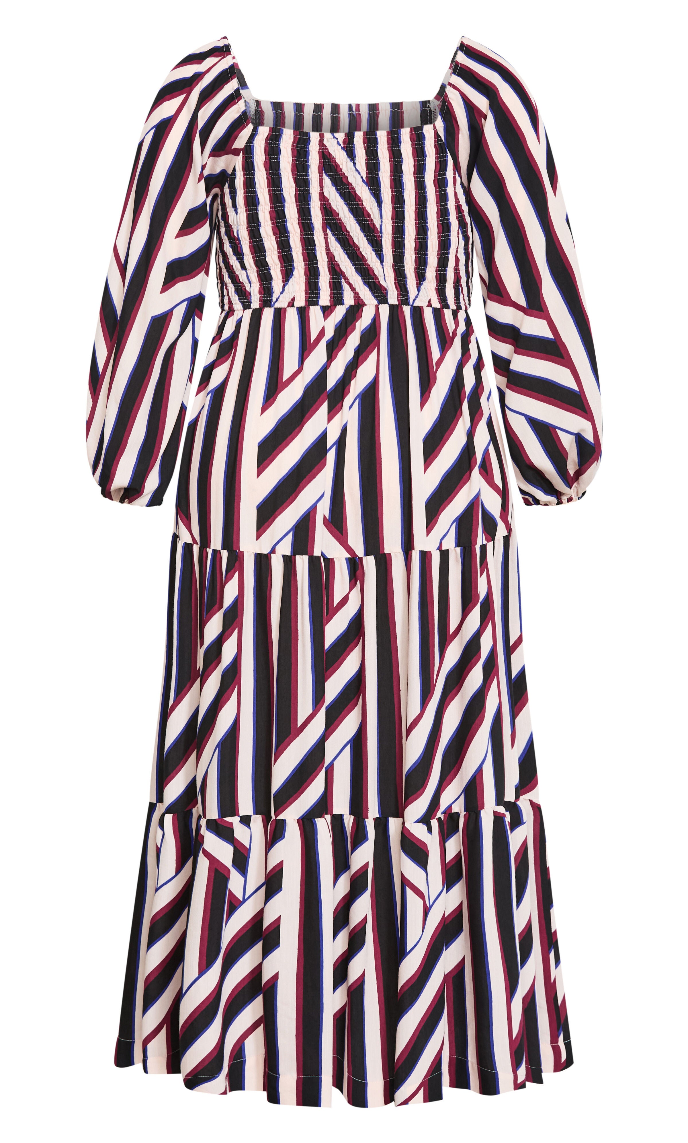 Timeless Stripe Shirred Maxi Dress, BLACK, alternate image number 4