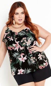 Nicole Print Cami - black