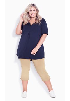 Super Stretch Split Hem Capri