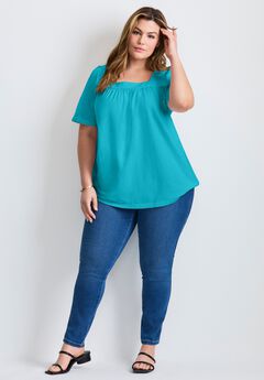 Smocked Squareneck Top