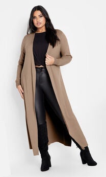 Goldie Longline Cardigan - taupe
