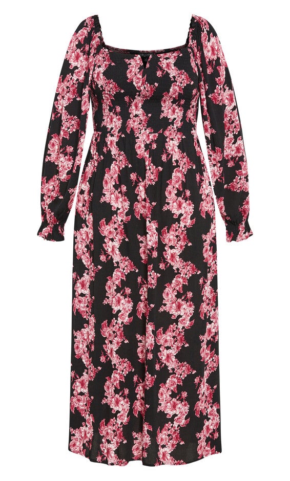 Aurelia Print Dress - black, LUSH FLORAL, alternate image number 2