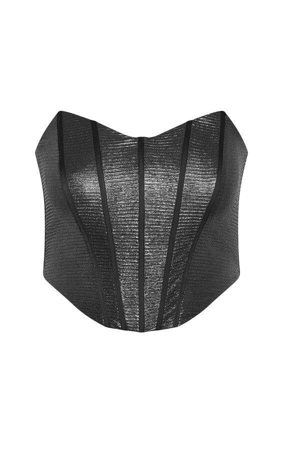 Amaya Shine Corset - gunmetal, GRAY, alternate image number null