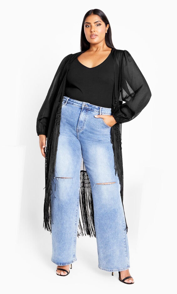 Calypso Fringe Jacket - black, BLACK, alternate image number null