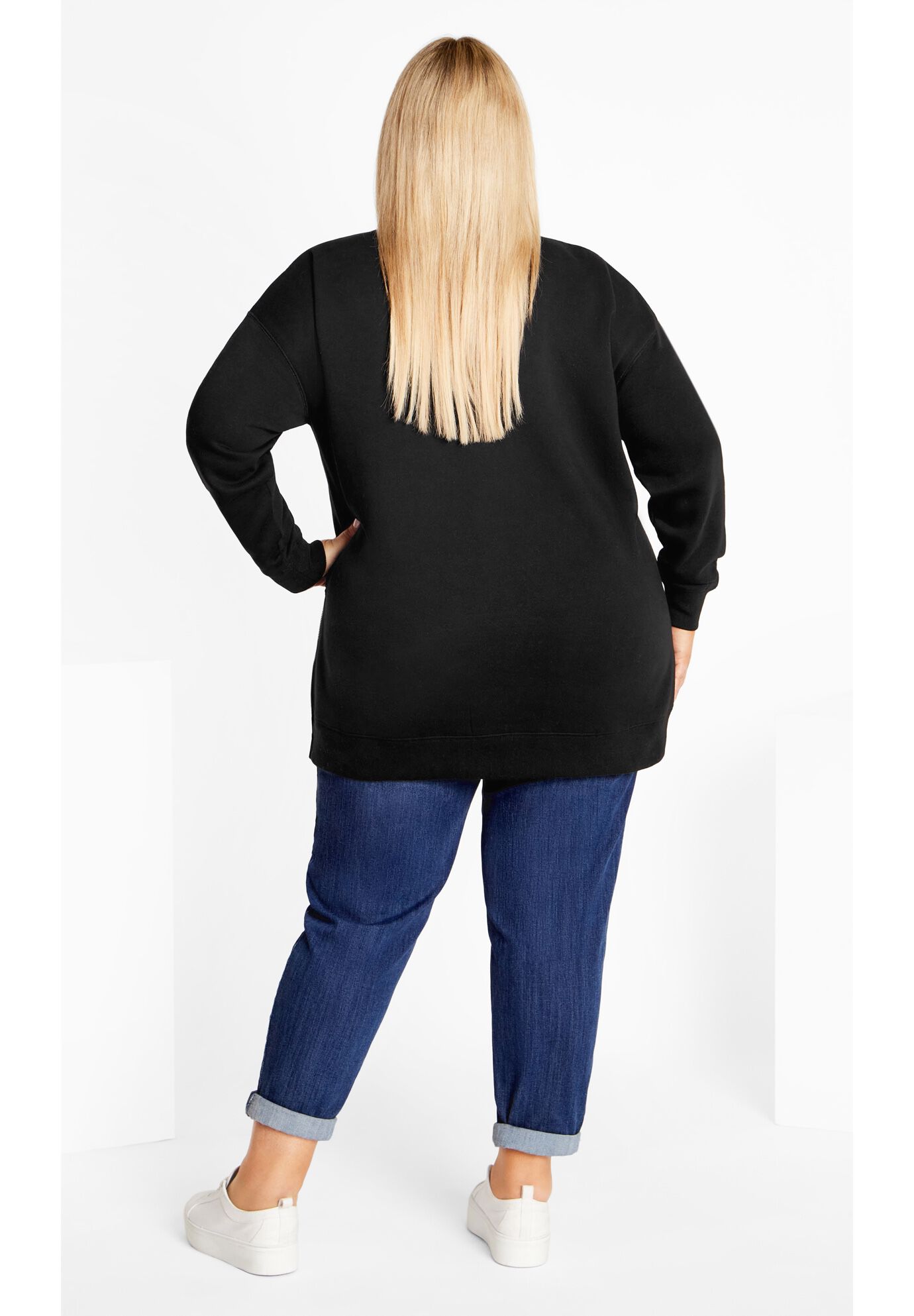 Jade Longline Zip Top, BLACK, alternate image number 2