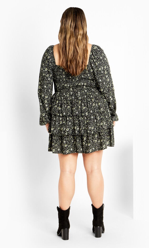 Dahlia Print Mini Dress - olive ditsy, GREEN, alternate image number 2