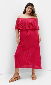 Callie Crochet Dress - raspberry