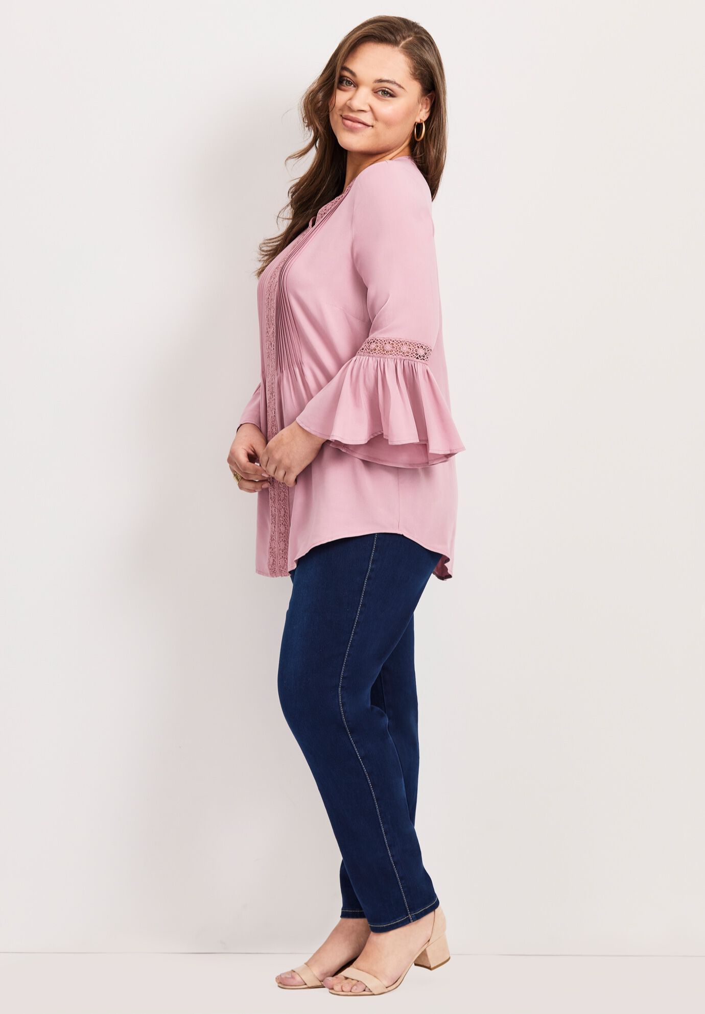 Lace Trim Tunic, DARK MAUVE, alternate image number 3