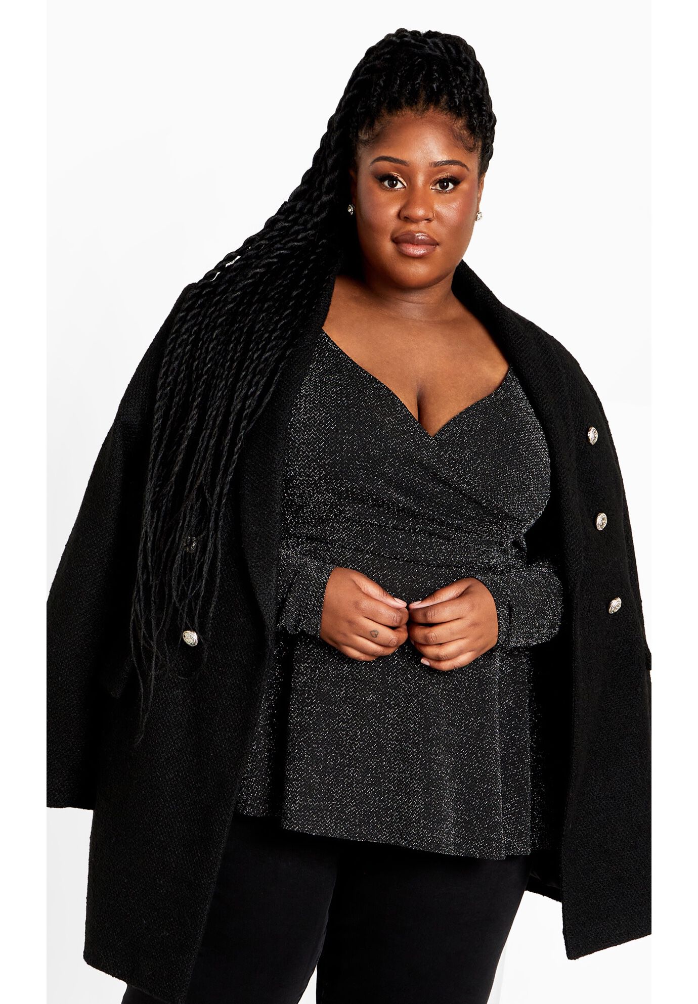 Glam Peplum Top, SILVER, on-hover image number 1