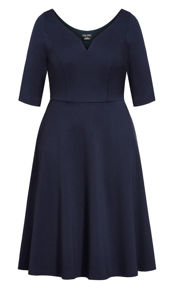 Cute Girl Elbow Sleeve Dress - navy, BLUE, alternate image number null