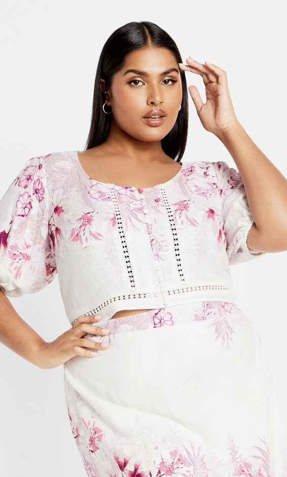 Isabella Border Top - sweet border, WHITE, hi-res image number 0