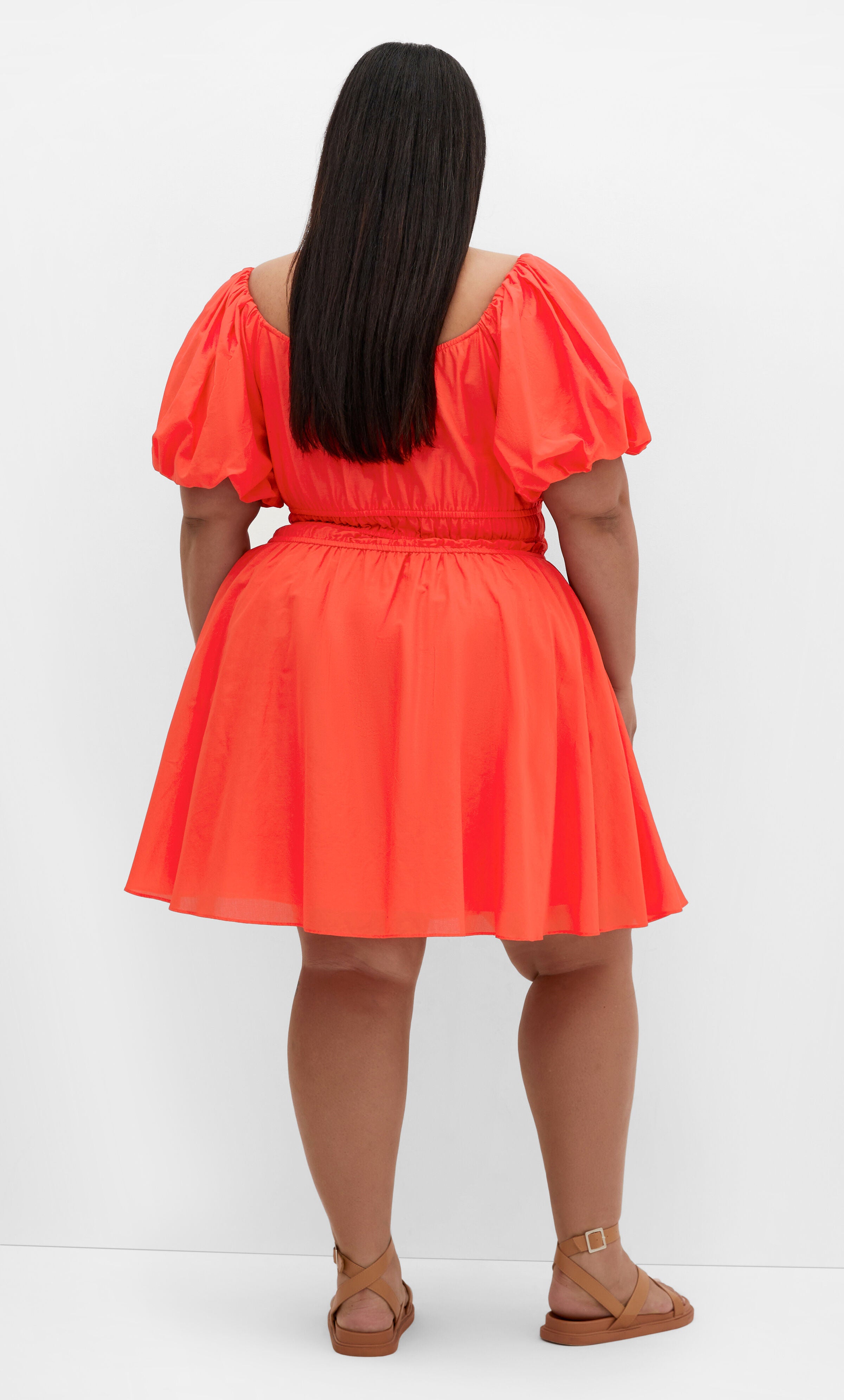 Lillian Balloon Sleeve Dress - pink coral, ORANGE, alternate image number 1