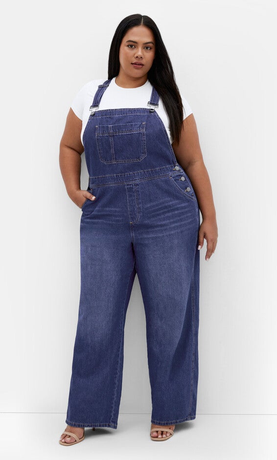 Pinafore Overall - mid denim, DENIM, alternate image number 1