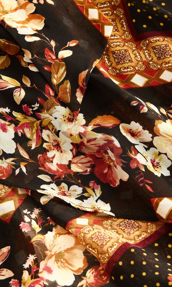 Falling Floral Maxi Dress - black, BLACK, alternate image number 6