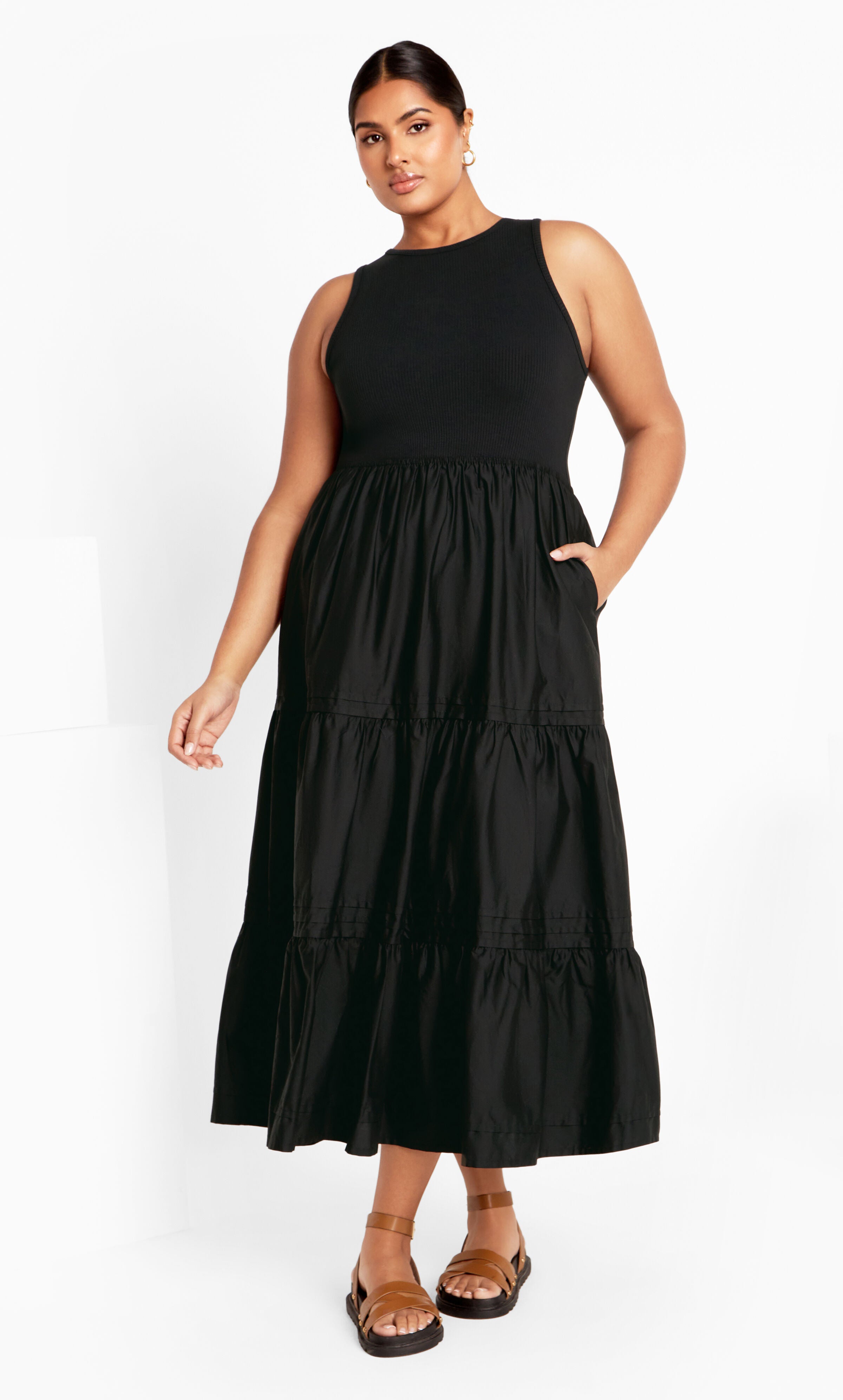 Chelsea Mixed Media Dress - black, BLACK, hi-res image number 0