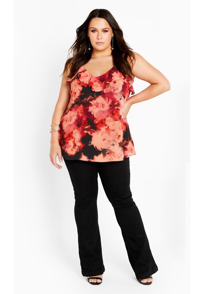 Mischa Print Floral Top - floral l'amour, ORANGE, alternate image number 2