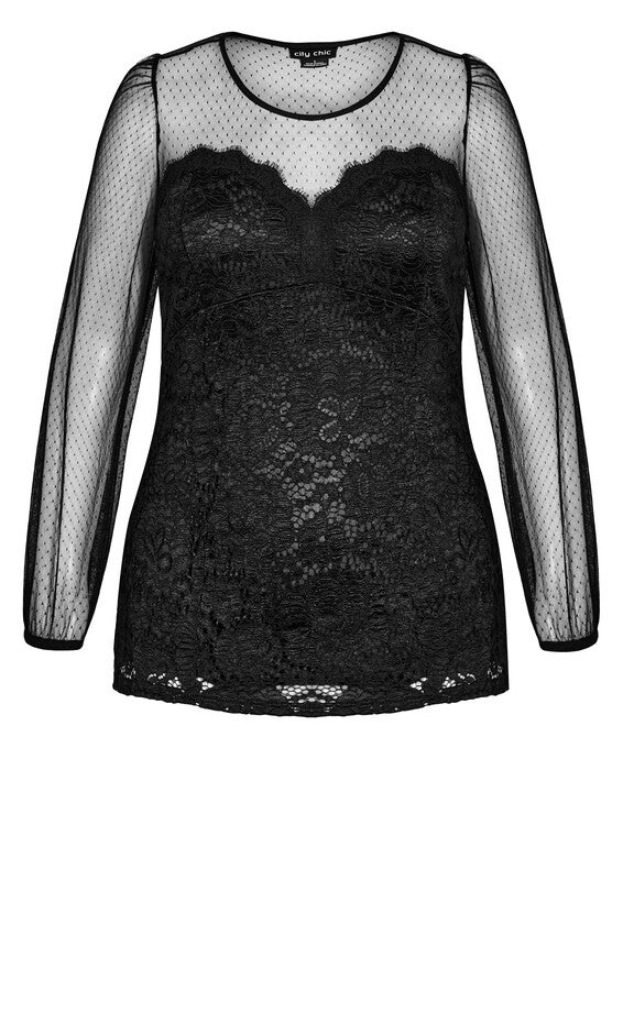 Lace Party Top - black, BLACK, alternate image number null