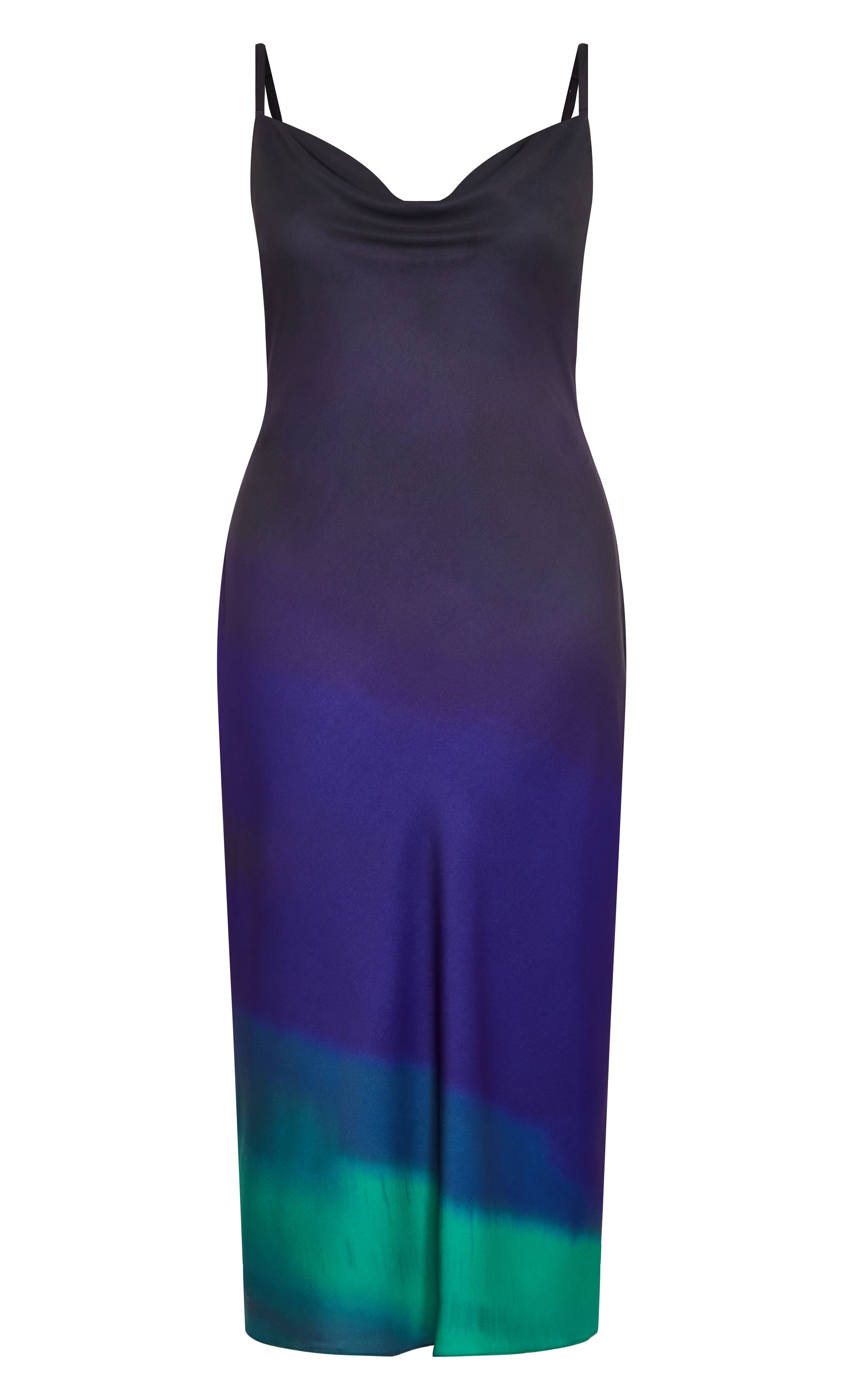 Ombre Cowl Dress - peacock, BLACK, alternate image number 3